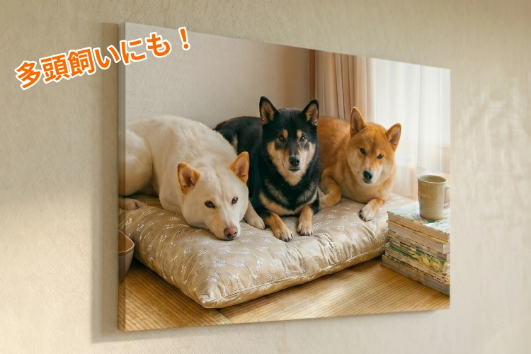 多頭飼いの集合写真や風景カットに映える大判サイズのキャンバスうちの子ボード 727×500mm
