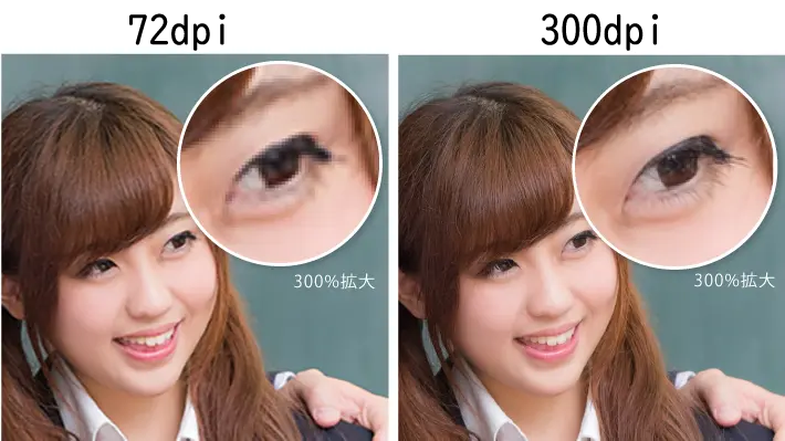 解像度が高い画像と低い画像の拡大後の比較