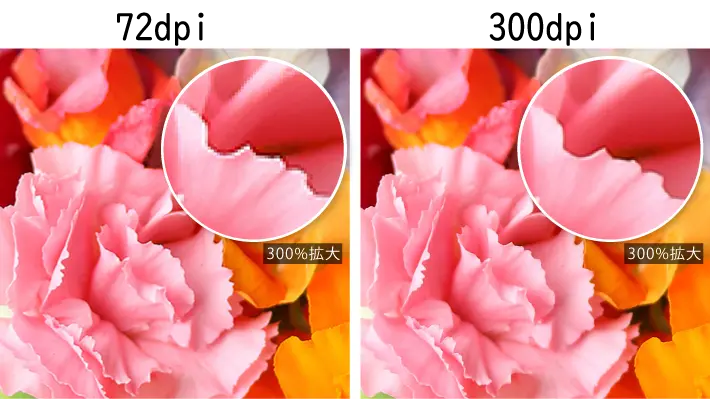 解像度が高い画像と低い画像の拡大後の比較
