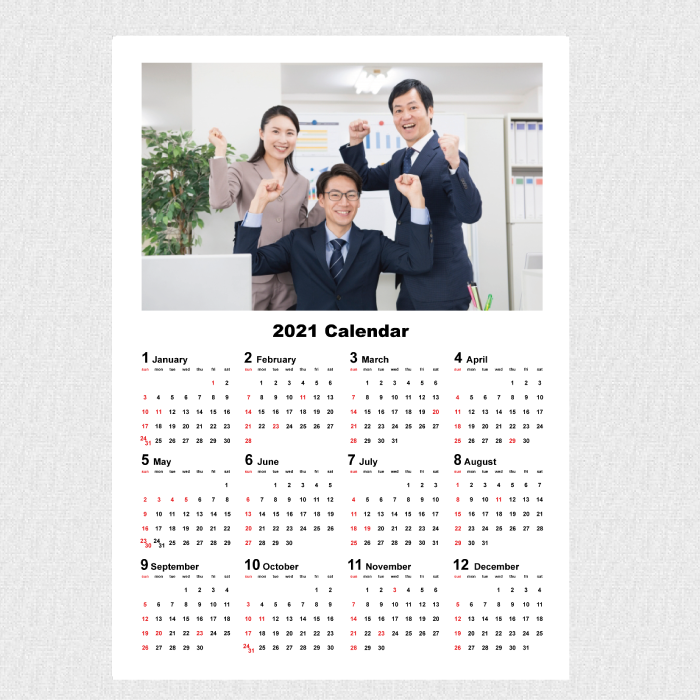 会社の写真でカレンダー印刷