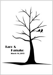 王道のツリーデザインに2羽の小鳥が寄り添うデザイン【ポスター印刷専門店】